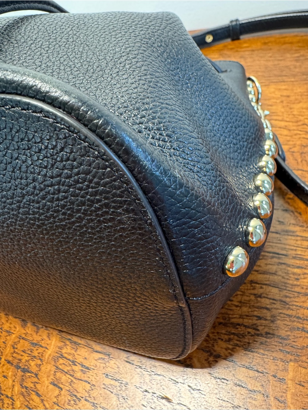 Rebecca Minkoff Black Pebbled Leather Drawstring Bucket Bag - Picture 8 of 9